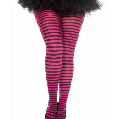 Brand New Plus Size Opaque Striped Tights Music Legs 7471Q