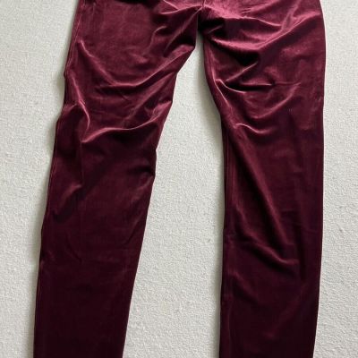 Spanx Velvet Velour Leggings High Waisted Stretch Size 2X 29”Inseam Burgundy