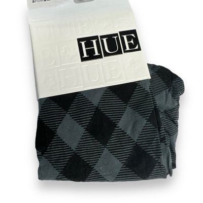 HUE Buffalo Plaid Knee High Gray Black Womens One Size Banded Top | 1 Pair NWT