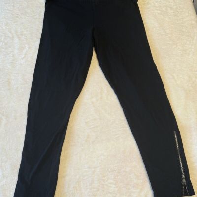 SO Legging Capri Size XL Black Elastic Waist With Zippers On Legs