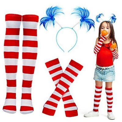 Red and White Striped Knee High Socks Striped Stockings Striped Long Arm