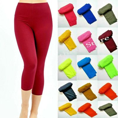 Women's Basic Seamless Soft Yarn Yoga Skinny Fit Capri Length Leggings One Size