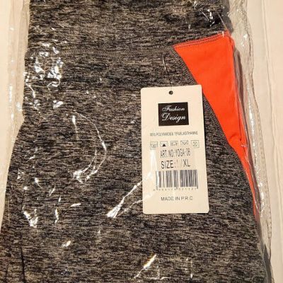 Women's Yoga/Workout Leggings L/XL Dark Grey Tangerine Accents