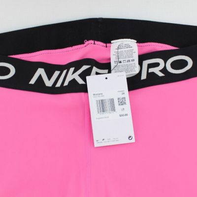 New NIKE Pro Tight Fit Size 2X Pink Mid-Rise Mesh-Paneled Women Legging MSRP $50
