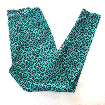 LuLaRoe Women's Teal X's Geometric Squares Shapes Pink Tall & Curvy (12-18)