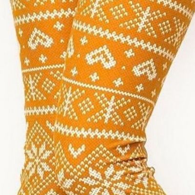 Womens Gold & White Fair Isle Plus-size Leggings $16.00