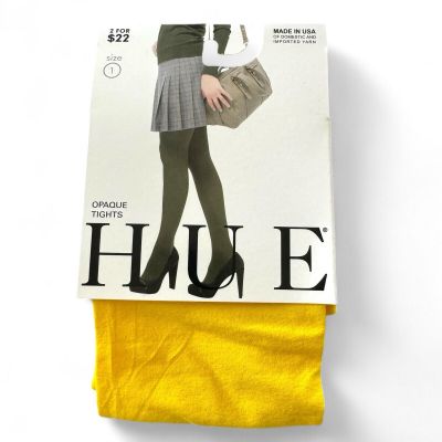 HUE Womens Opaque Tights Size 1 Sunglow Yellow | 1 Pair Pack U4689 Fashion New