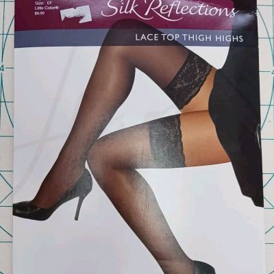 NEW Hanes Silk Reflections Thigh High Stockings Little Color Taupe Size EF 0A444
