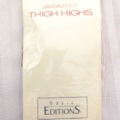 Basic Editions Thigh Highs Stockings Hose Fits 9-11 Nude New Sandalfoot Hosiery