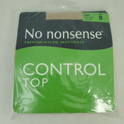 No Nonsense Control Top Premium Nylon Pantyhose Size B Nude Reinforced Toe 044