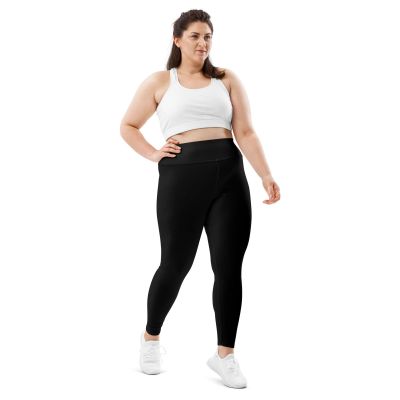 All-Over Print Plus Size Leggings - Black Plus size leggings