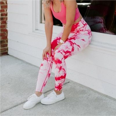 Balance Athletica OG Pink and White Tie Dye Buttery Soft Workout Leggings XXS/XS