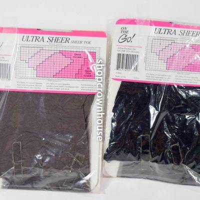 2 Women's On The Go! Ultra Sheer Pantyhose VARIETY Ultra Sheer Toe Size: 1