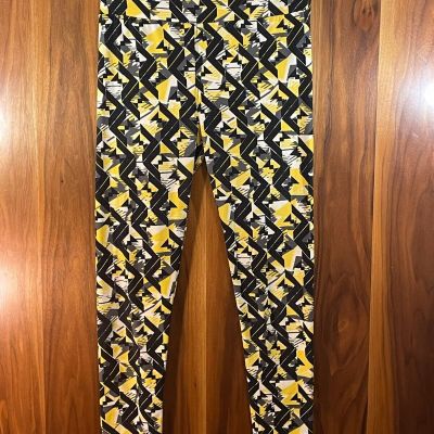 LuLaRoe Spats MMA Fitness Exercise High-Waist Leggings Geometric Yellow One Size