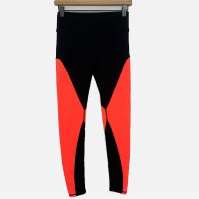 ALO Ascendent color block workout exercise leggings black and pinkish orange XS