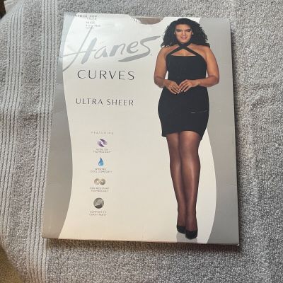 Hanes Curves Ultra Sheer Control Top Legwear Glide On Wicking Cool Comfort Panty