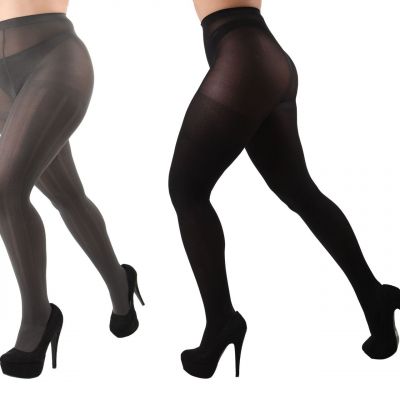 Variegated Rib/Solid Control Top Tights 2 Pack