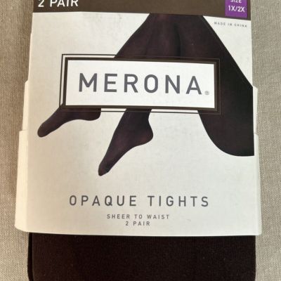 2 pairs Merona Size 1X/2X 5’5”-5’11” 190-245 lbs Opaque Chocolate Satin Tights