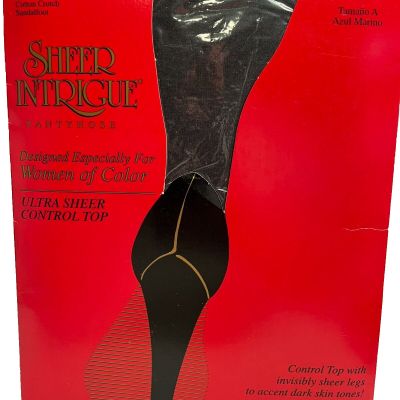 Vintage Sheer Intrigue Untra Sheer Control Top Pantyhose Size A Navy (P2)