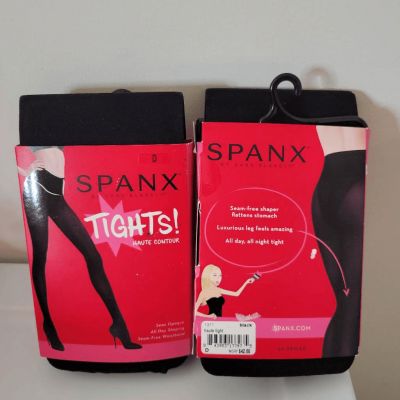 NWT SPANX Haute Contour Semi Opaque Tights 1071 Black Sz D