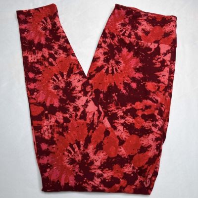 NEW LuLaRoe OS Legging Burgundy RED Tie Dye Diva JULY 4th Swirl Spiral Stripe