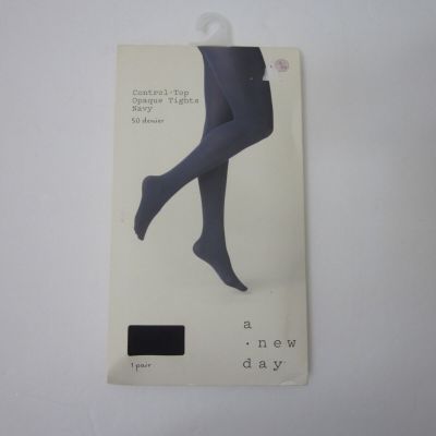 A NEW DAY Plus Navy Blue Control Top 50 Denier Tights Hosiery Sz 1X 2X