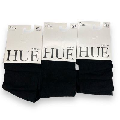 Hue Womens One Size Fits Most Sheer Floral Knee Hi Black 3 Pairs