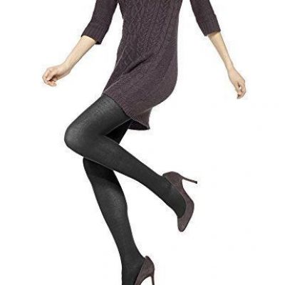 No Nonsense Women's Flat Knit Sweater Winter Tights (Small, Black)