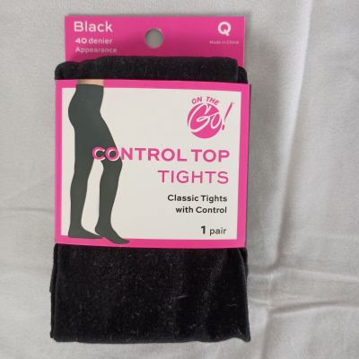 On the Go! Black control top tights classic tights with control size Q