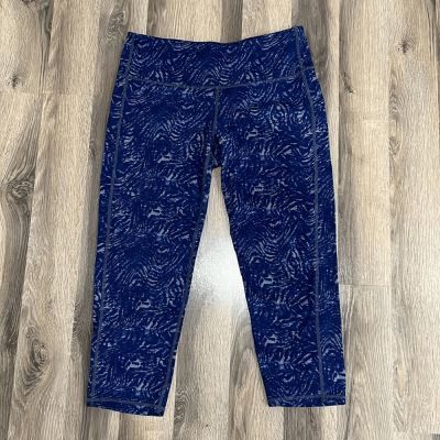 Athleta Chaturanga Capri Blue Zebra Women's Medium Workout Leggings