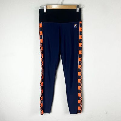 P.E NATION Leggings Blue Orange Side Stripe Victory Run Activewear Size Medium