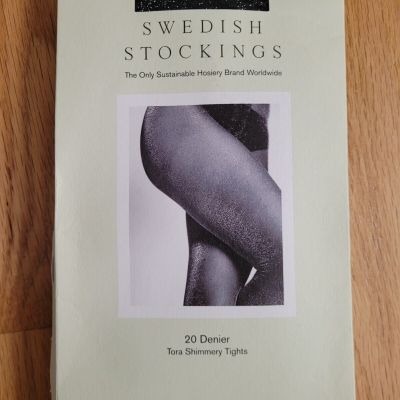 Swedish Stockings Tora Shimmery  Tights 20 Den Black/Silver  Size S