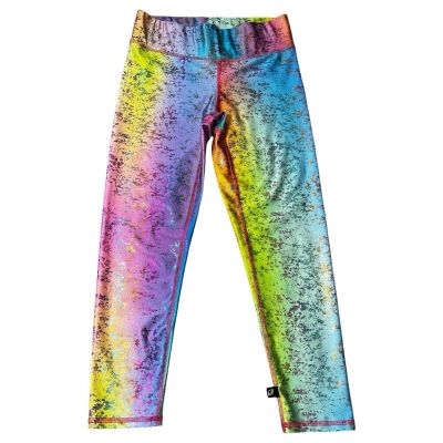 TEREZ Spandex Leggings Rainbow Splatter Workout Athletic Compression Size Small