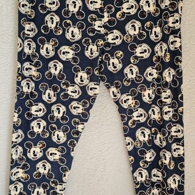 LuLaRoe Womens Leggings Pants Size TC2 Plus Multicolor Mickey Mouse Sueded NWOT