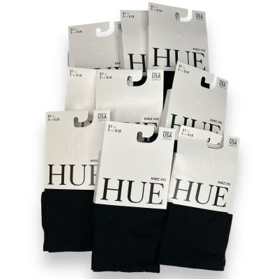 Hue Womens One Size Fits Most Sheer Floral Knee Hi Black 9 Pairs