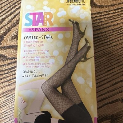 NEW SPANX SZ B  Back Drop Black Open Weave  A Step Up Control Top Tights Reg $28