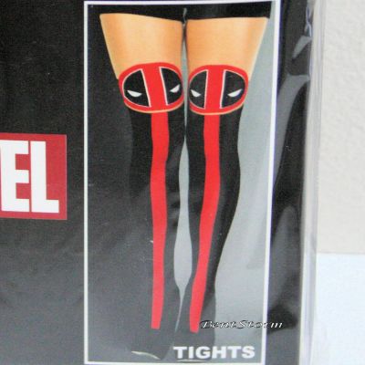 NEW Marvel Deadpool LOGO Part Sheer/Black/Red Tights Pantyhose Nylons S/M NWT