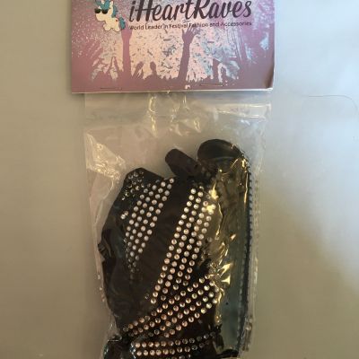 For Halloween a pair of Black Rhinestone leg wraps Non Slip New iheart Raves