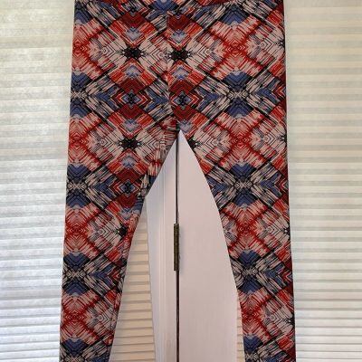 Lularoe T/C Tall & Curvy Women’s Leggings Red, White & Blue Diamond Geometric