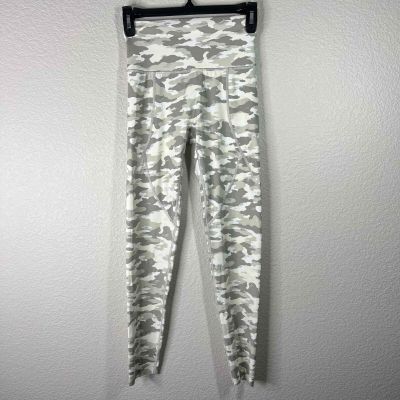 Aerie Gray White Camo High Waisted Leggings Pockets Workout Athleisure Small