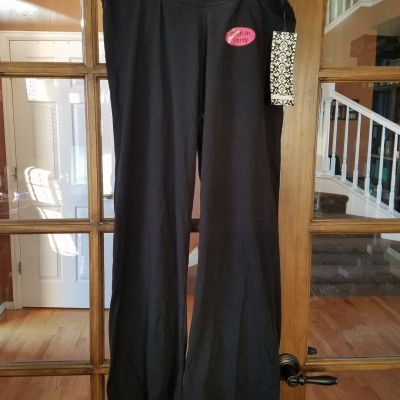 Black & Grey Yogini Style Yoga Legging Pants Built In Thong Panty Size S Petite