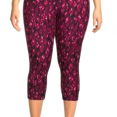 Terra & Sky  NEW?Woman's PLUS High Rise Capri legging's size 0X~pink cheetah