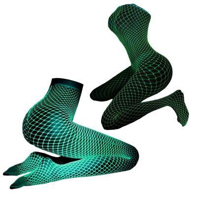 1*Glow in The Dark Fishnet Stockings Leggings Shining Light Mesh Cloth