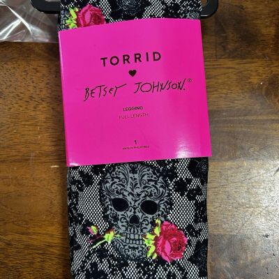 Torrid Betsey Johnson Rose Florish Skull Full Length Leggings Size 1XL