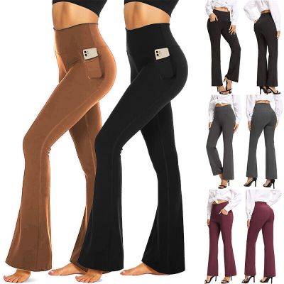 Black Flare Yoga Pants for Women Soft High Waist Bootcut Leggings Bootleg Pants