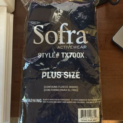 SOFRA PLUS SIZE FLEECE LINED LEGGINGS-FREE SIZE FITS 1X-2X-warm !!! Navy