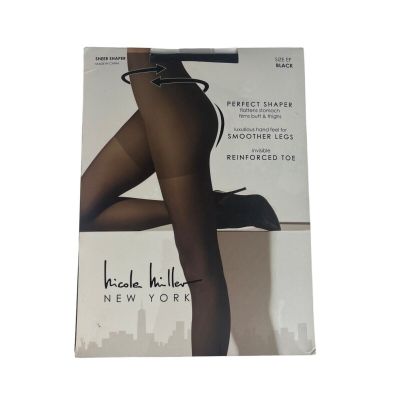 Nicole Miller New York Sheer Shaper Pantyhose Tights Black Size EF