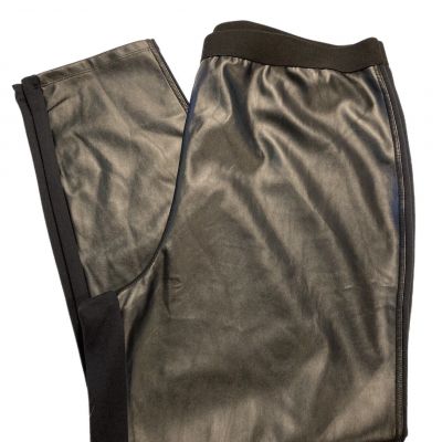 Romans Pleather Faux Leather Panel Legging Pants Sz 18/20 Black Stretch Pull On