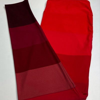 NEW LuLaRoe TC Leggings RED BURGUNDY Fade OMBRE Dip JULY 4th Flag Stripe America