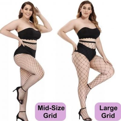 High Waist Fishnet Stockings - 2 Black Pairs